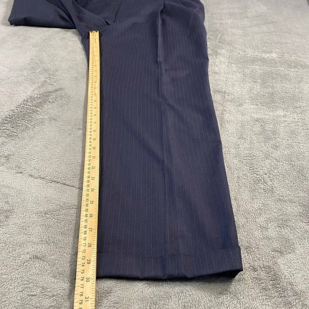 Jos. A. Bank Suit Mens 46R 40W Navy‎ Pinstripe Signature Gold 150s Wool *FLAW*
